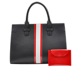 Beverly Bag - Black with Red & White Stripe